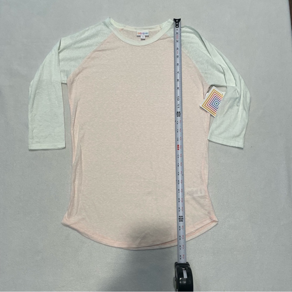 LuLaRoe Randy shirt, powder pink and white color block, XS, NWT - Picture 4 of 7